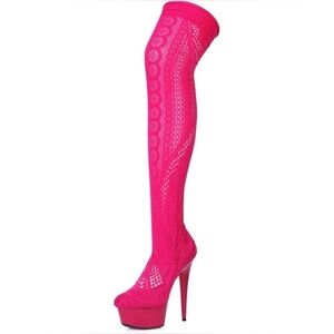🦋B2G1🦋ELLIE SHOES 6" FUCHSIA Stiletto Stocking Thigh High Boot | 609-MEI |